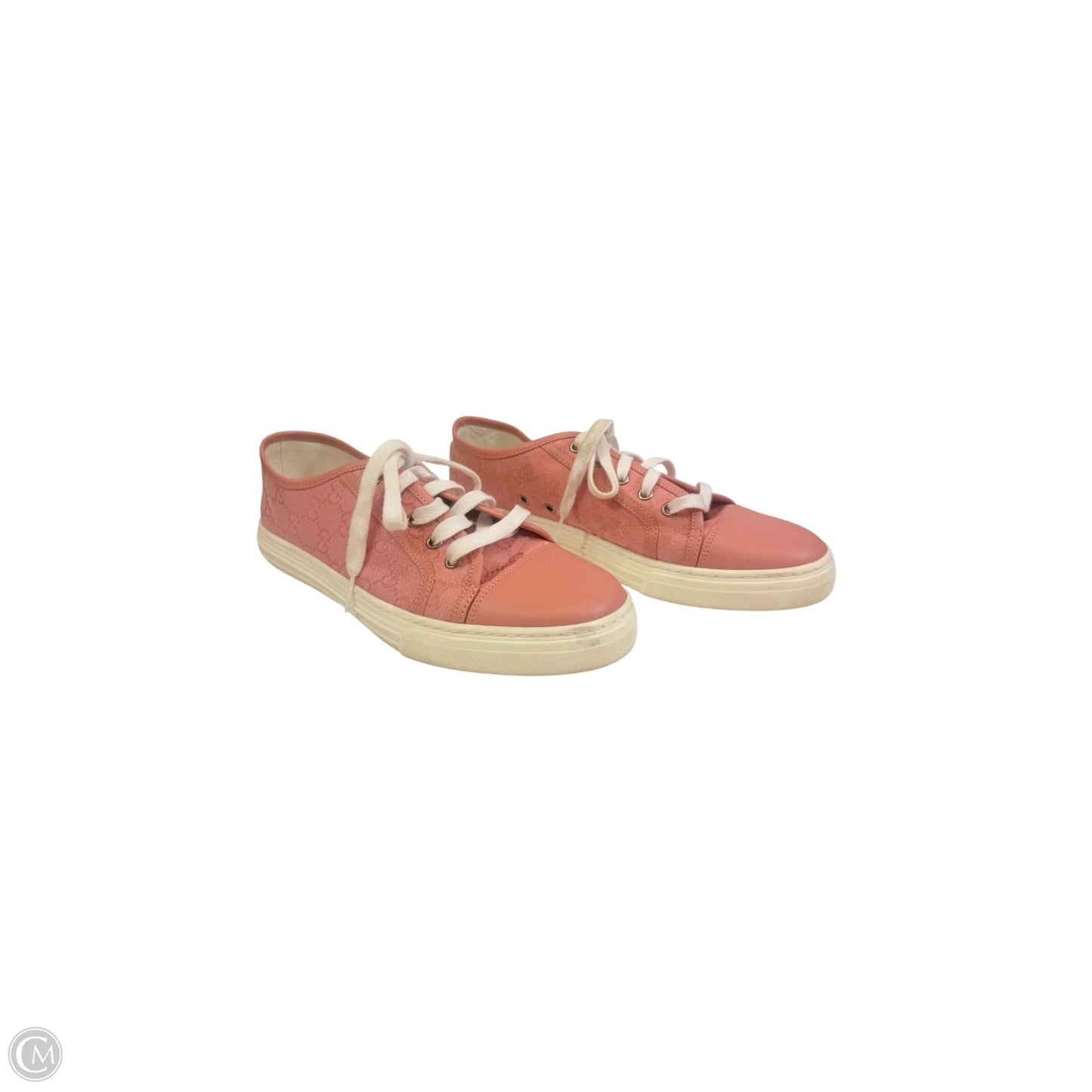 Shoes Luxury Designer By Gucci In Pink & White, Size: 11