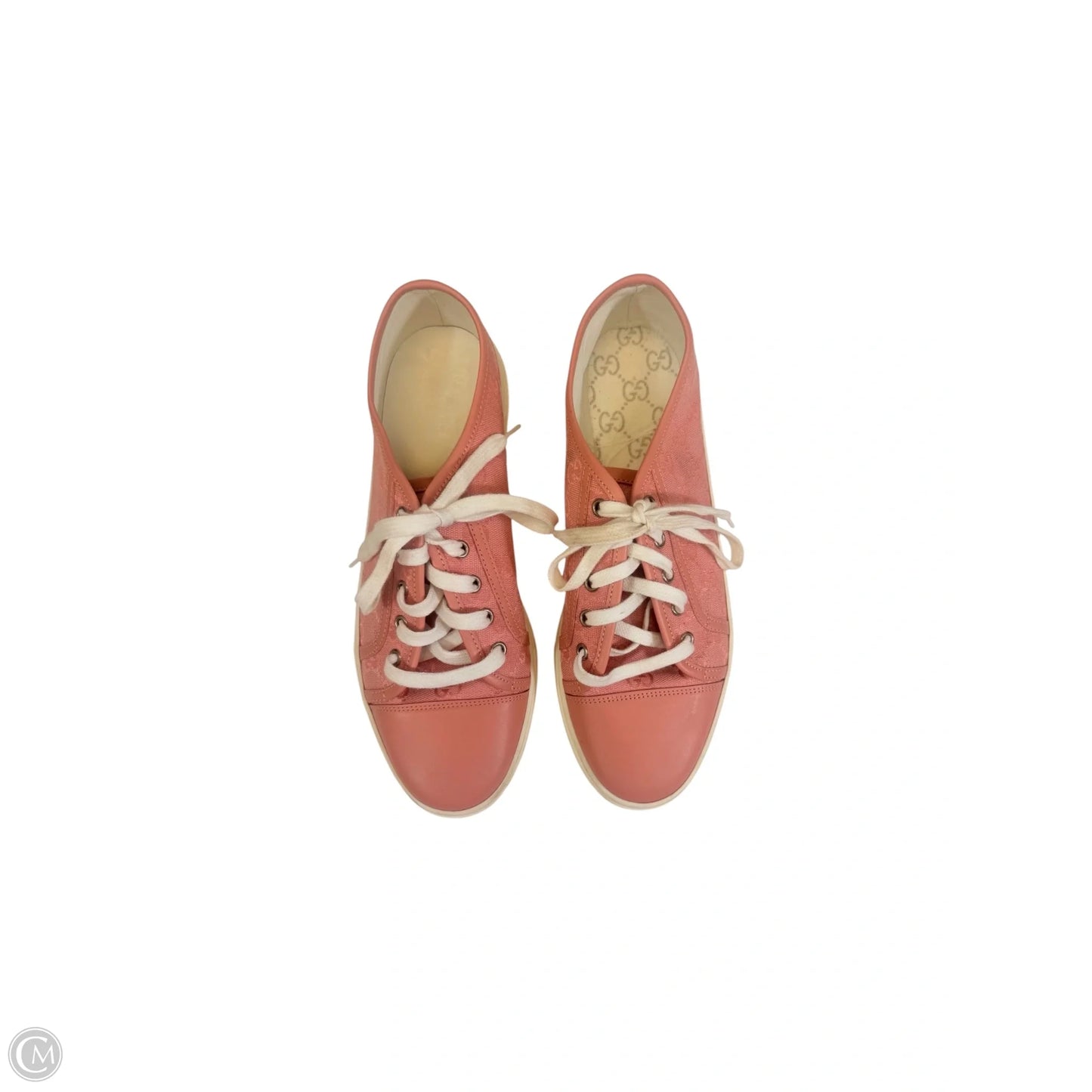 Shoes Luxury Designer By Gucci In Pink & White, Size: 11