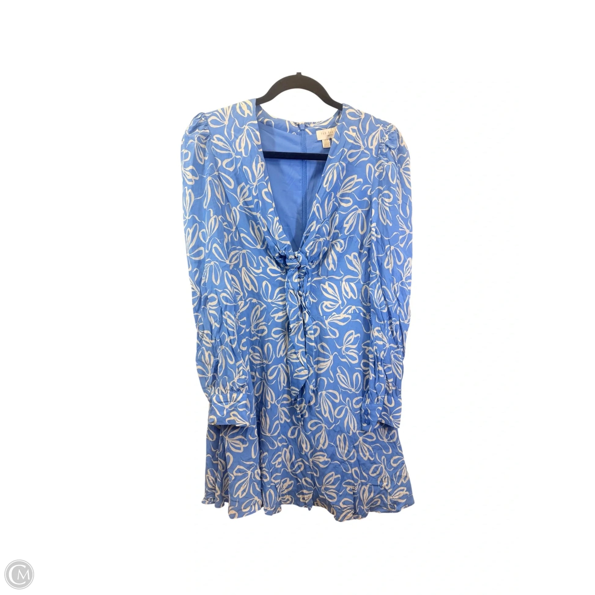 Dress Casual Short By Ted Baker In Blue & Cream, Size: Xs