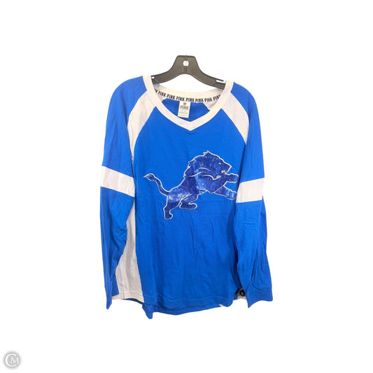 Athletic Top Long Sleeve Crewneck By Pink In Blue & White, Size: M