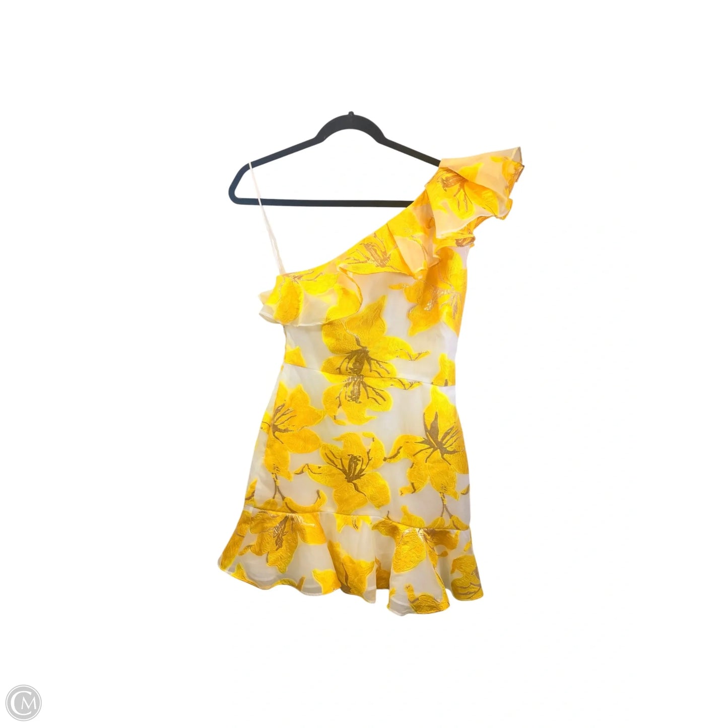 Dress Designer By Milly In White & Yellow, Size: 4