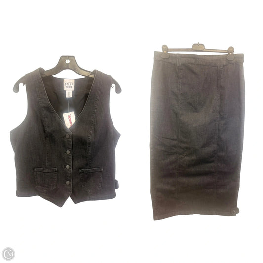Skirt Set 2pc By Belle Vere In Black Denim, Size: L