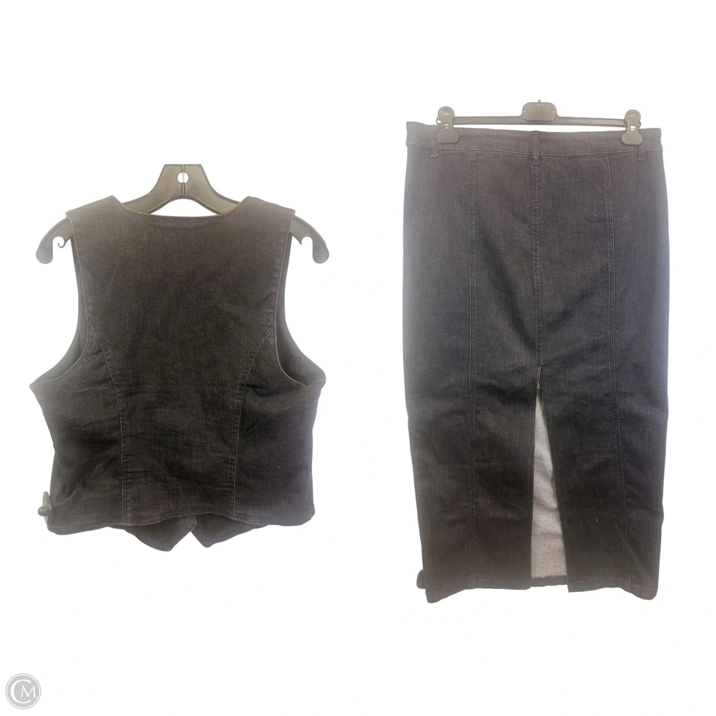 Skirt Set 2pc By Belle Vere In Black Denim, Size: L