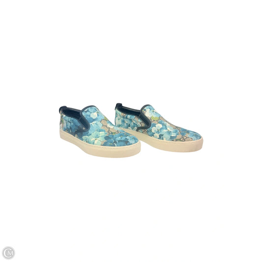 Shoes Luxury Designer By Gucci In Blue & Grey, Size: 11