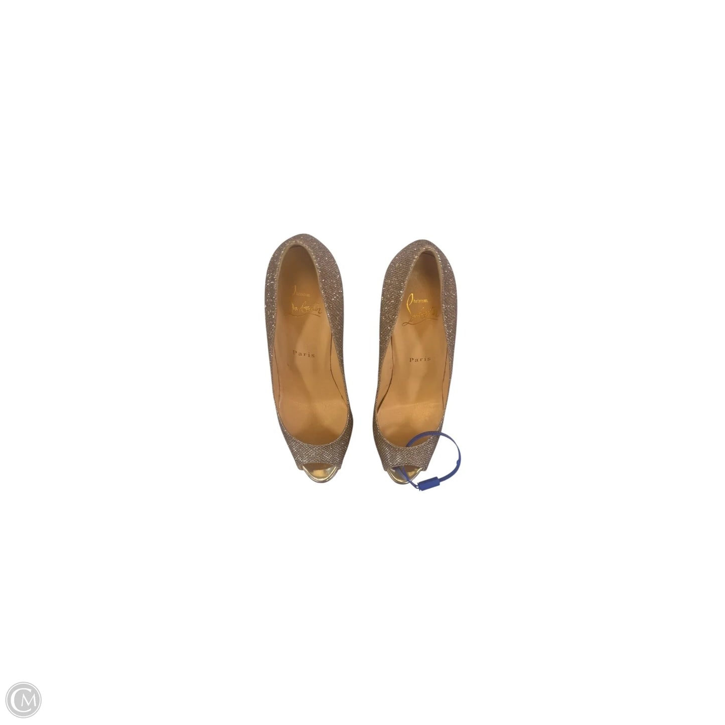 Shoes Luxury Designer By Christian Louboutin In Gold, Size: 8
