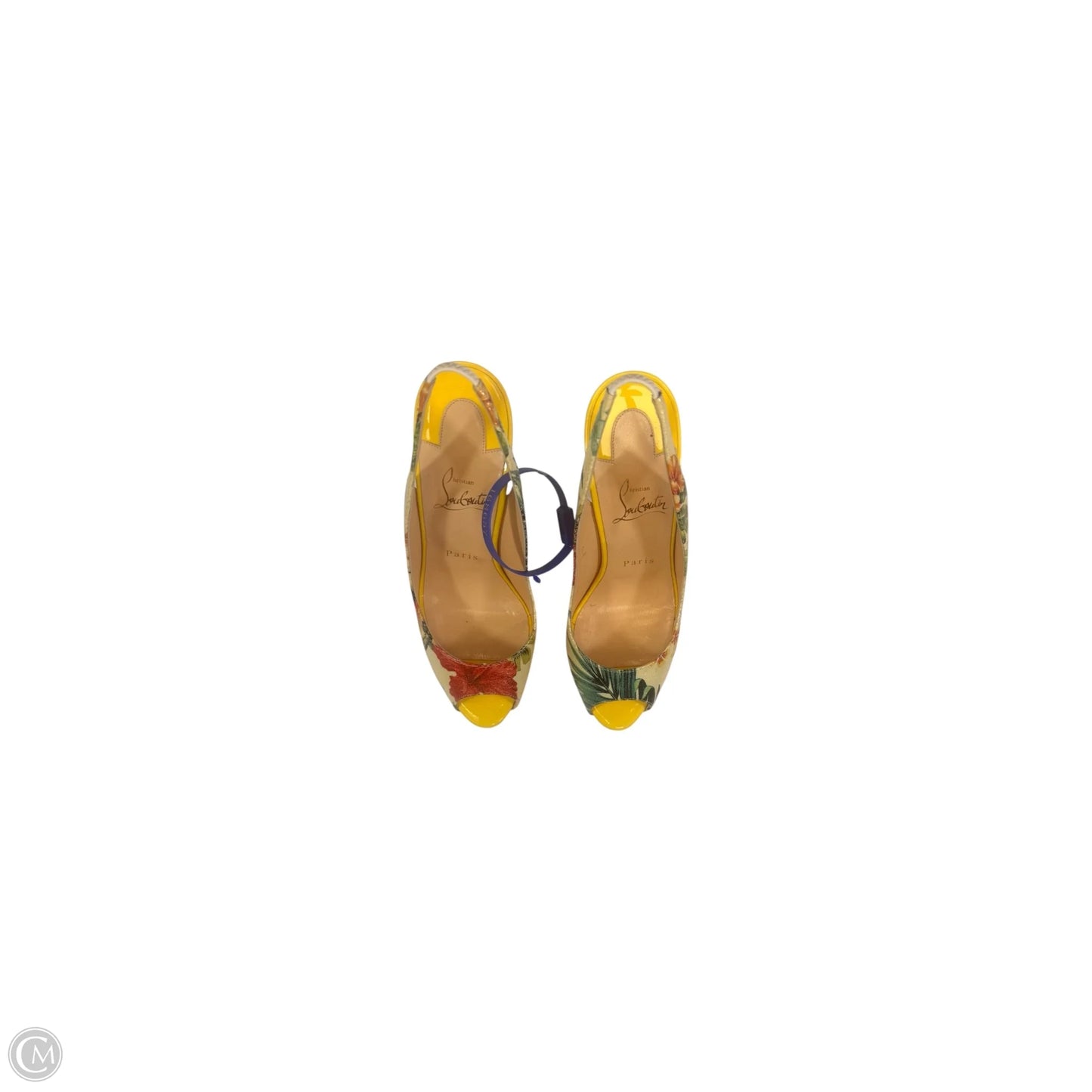 Shoes Luxury Designer By Christian Louboutin In Floral Print, Size: 8