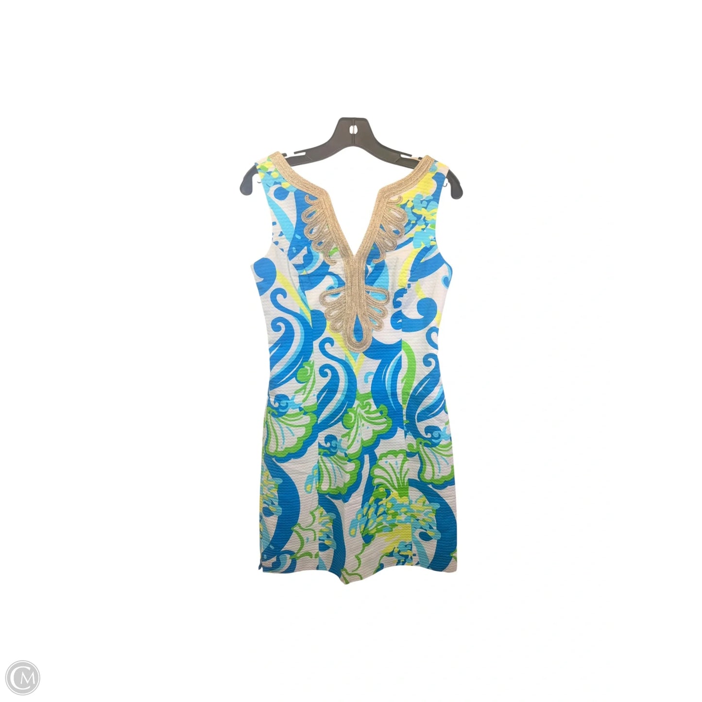 Dress Designer By Lilly Pulitzer In Blue & Gold, Size: 0