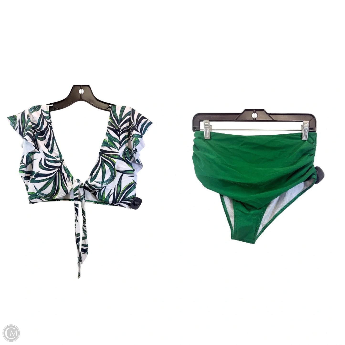 Swimsuit 2pc By In Green & White, Size: Xl