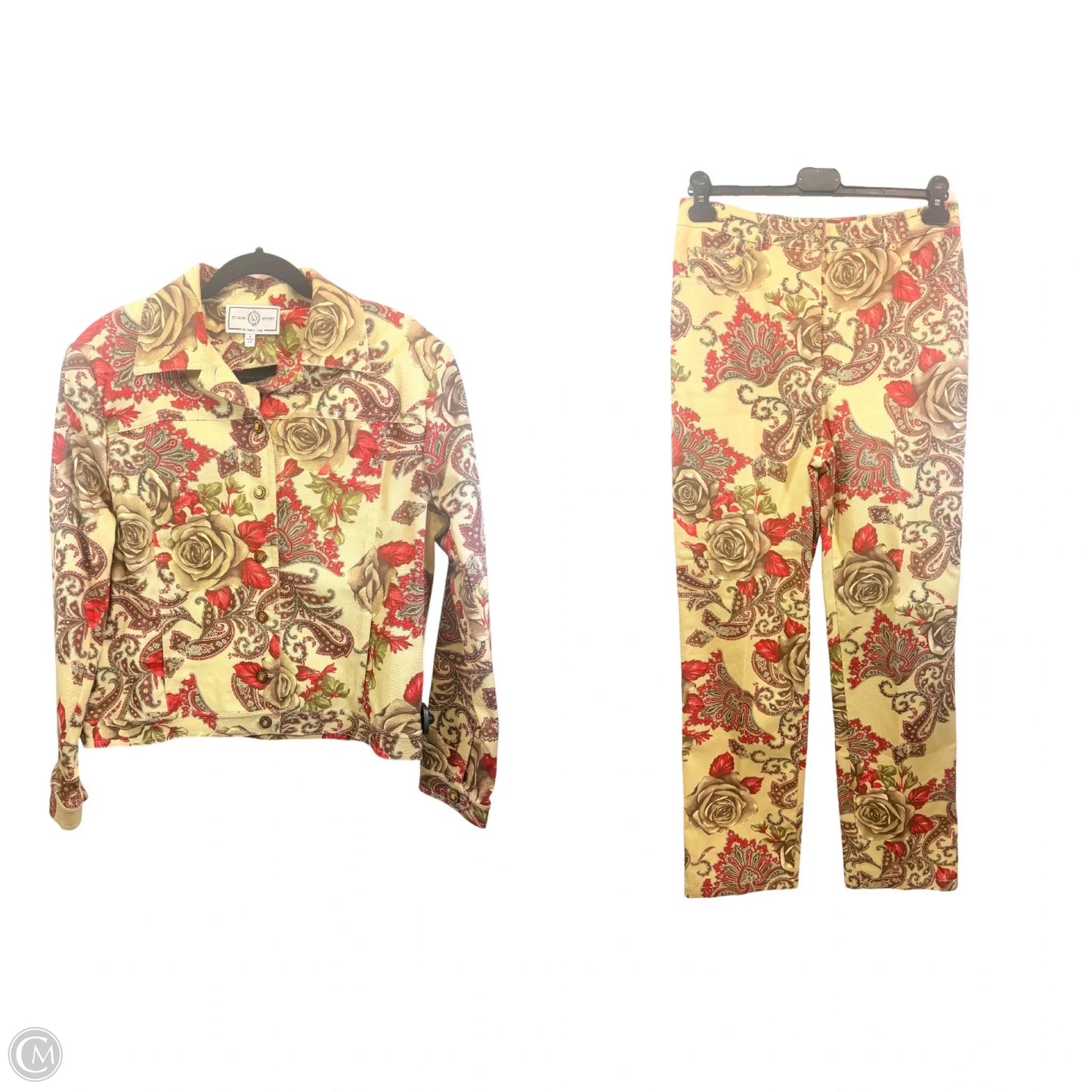 Pants Set 2pc By St. John In Red & Tan, Size: M