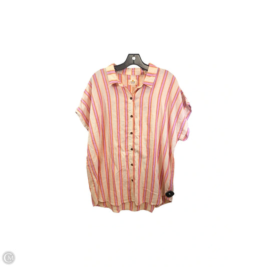 Top Short Sleeve By Marine Layer In Pink & Tan, Size: Xl