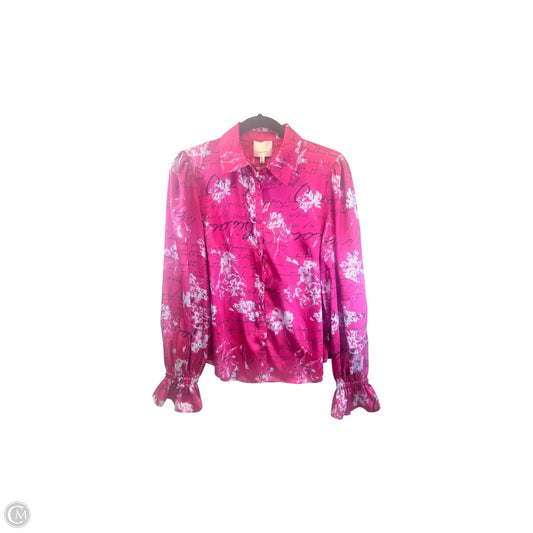 Top Long Sleeve By Cinq A Sept In Black & Pink, Size: M