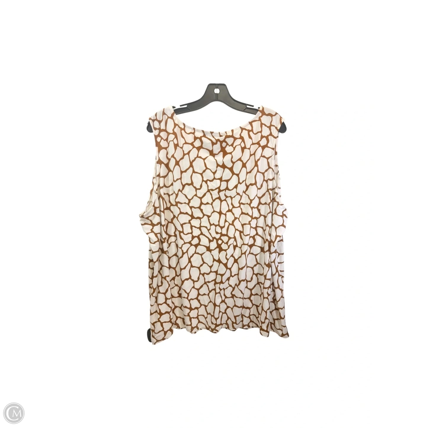 Top Sleeveless By Attitude In Brown & Cream, Size: 3x
