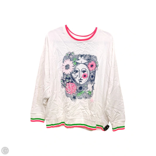 Sweater Designer By Lilly Pulitzer In Pink & White, Size: Xxl