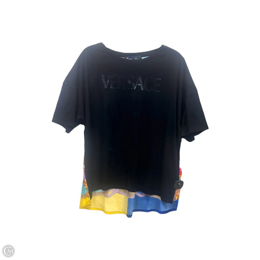 Top Short Sleeve Luxury Designer By Versace In Black, Size: Fits like an Oversized M