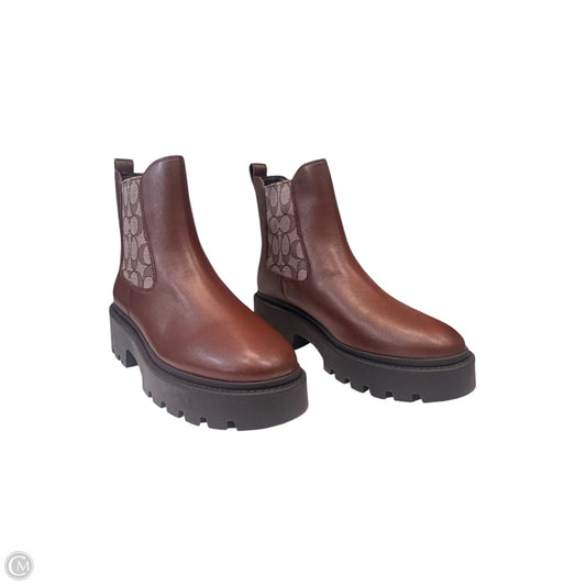 Boots Designer By Coach In Brown, Size: 8
