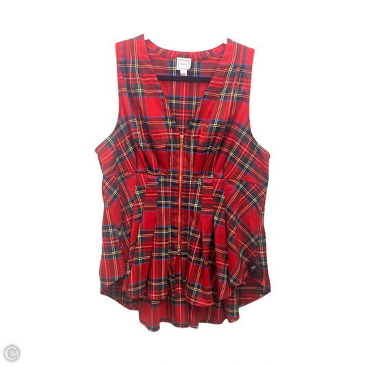 Top Sleeveless By Maeve In Plaid Pattern, Size: Xl