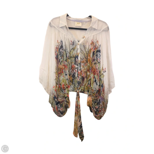 Top Short Sleeve By Maeve In White & Yellow, Size: M