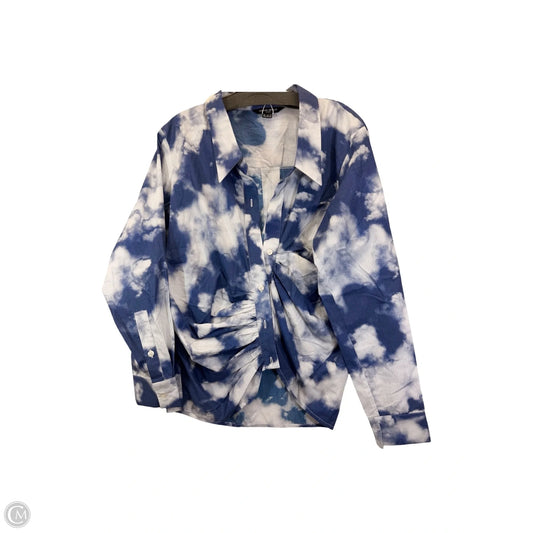 Top Long Sleeve By Urban Revivo In Blue & White, Size: M