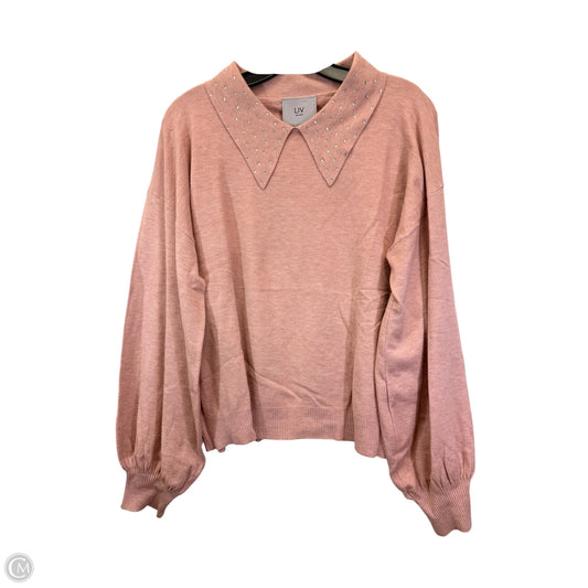 Top Long Sleeve By Liv Milano In Pink, Size: Xl