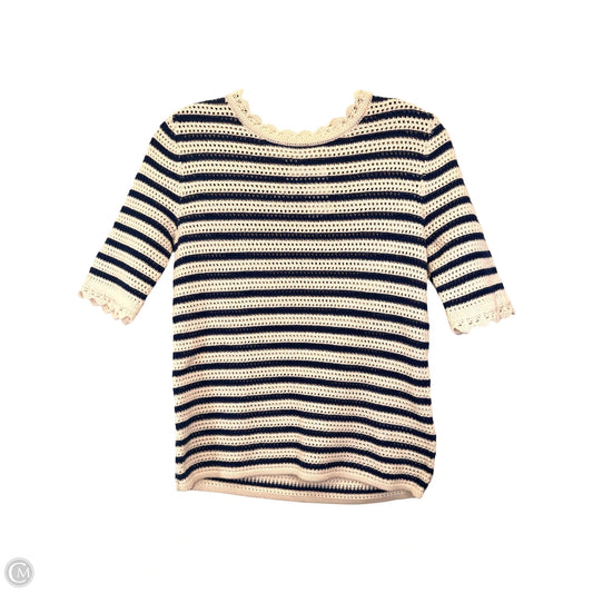 Sweater Short Sleeve By J. Crew In Blue & Cream, Size: Xs