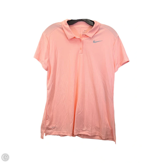 Athletic Top Short Sleeve By Nike In Peach, Size: L