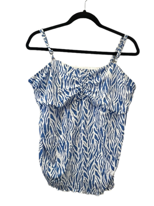 Blue & White Top Sleeveless Designer Diane Von Furstenberg, Size 2x