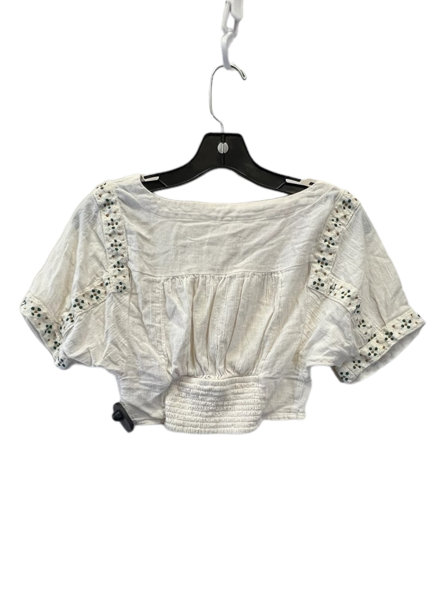 Top Short Sleeve By Free People In Cream & Green, Size: Xs