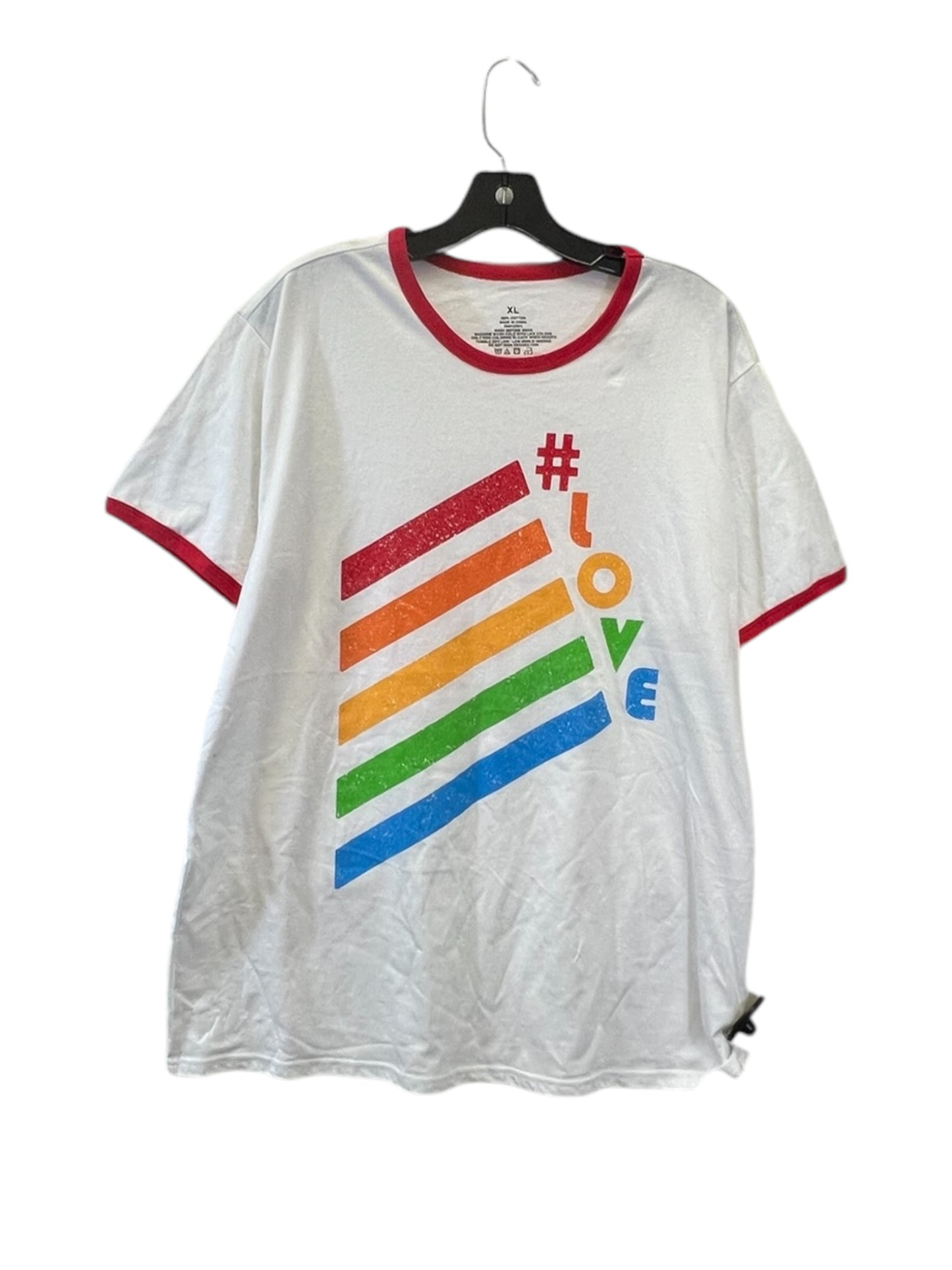 Top Short Sleeve Basic By #Love In Rainbow Print, Size: Xl