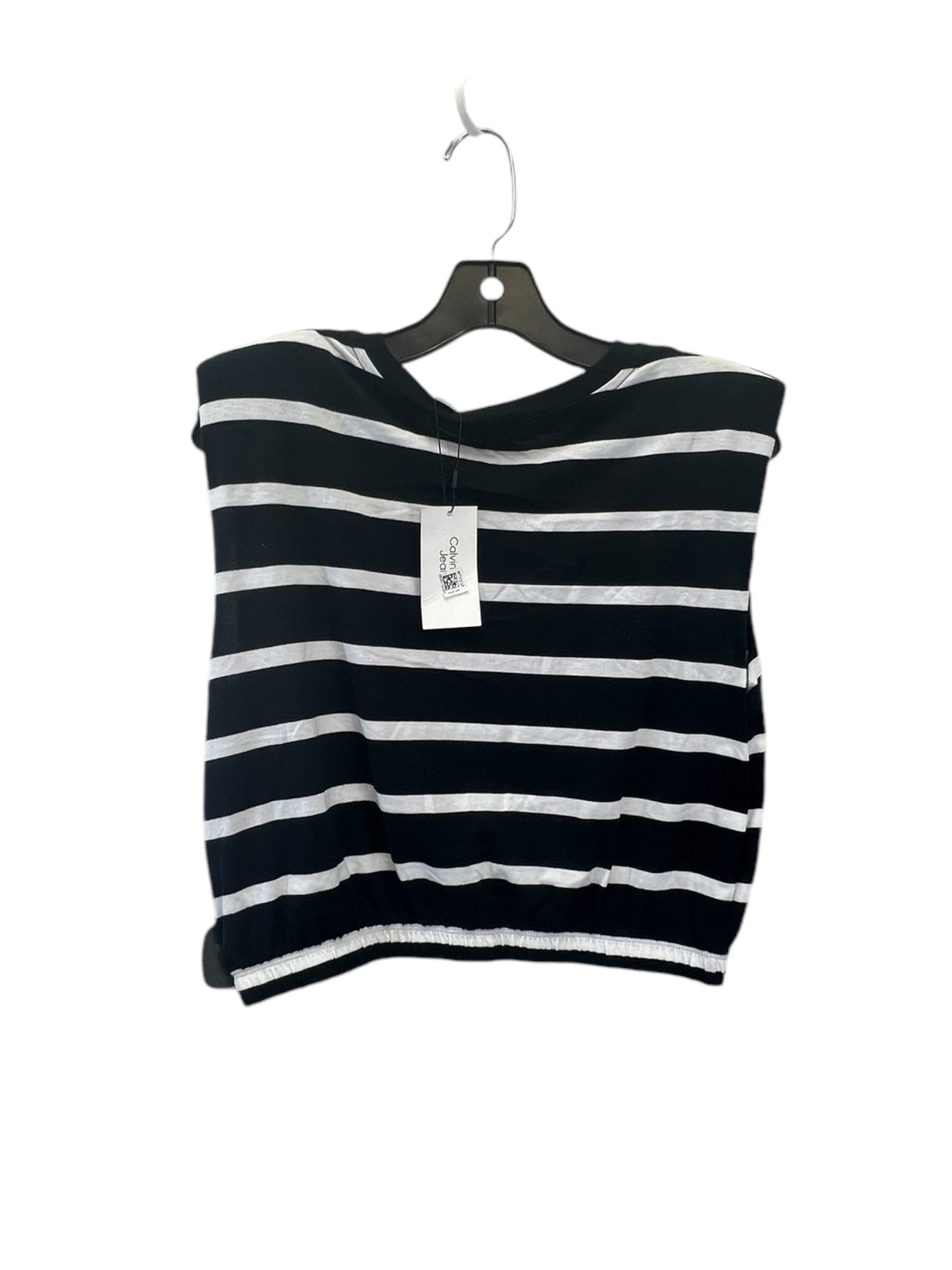 Top Short Sleeve By Calvin Klein In Black & White, Size: M