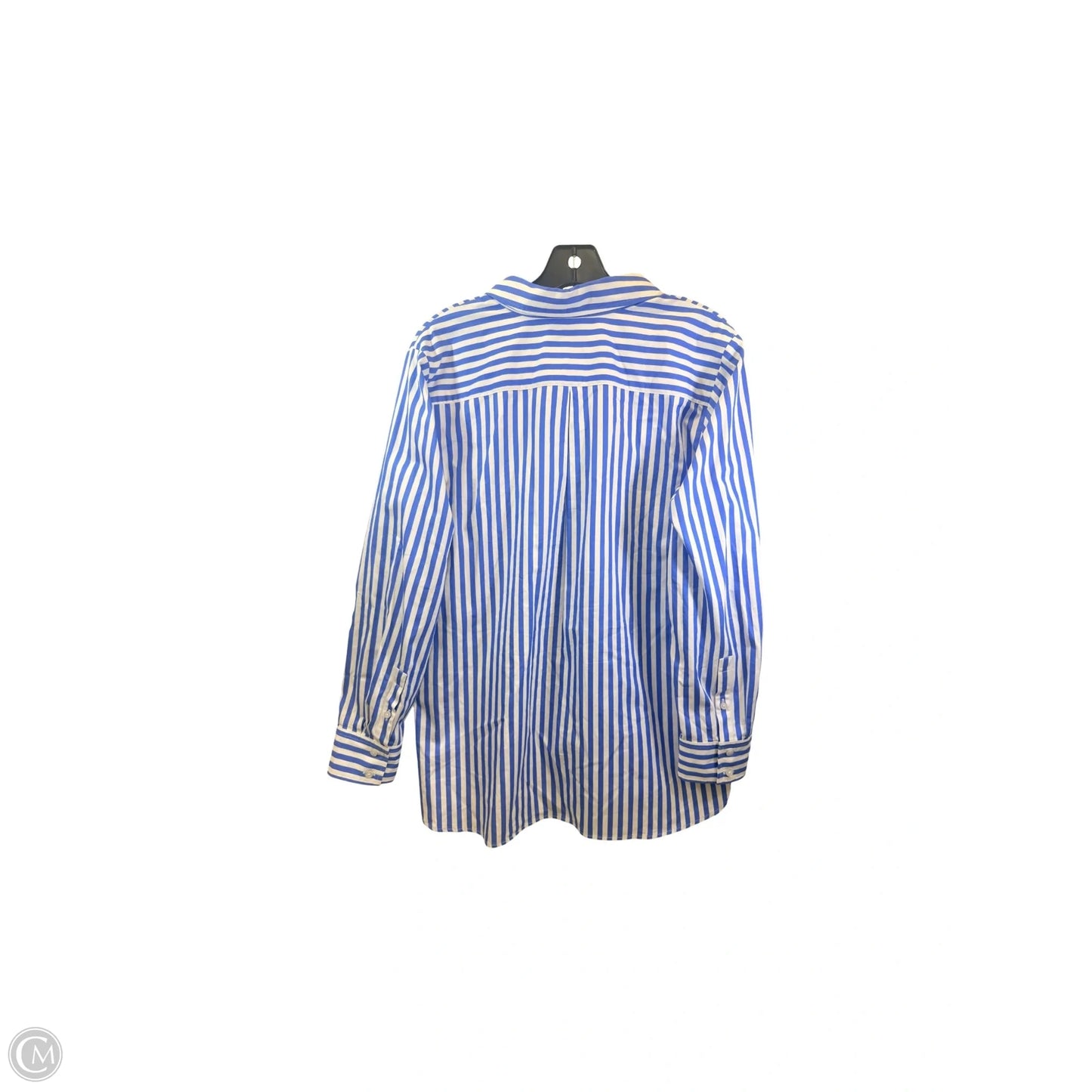 Top Long Sleeve By Talbots In Blue & White, Size: L
