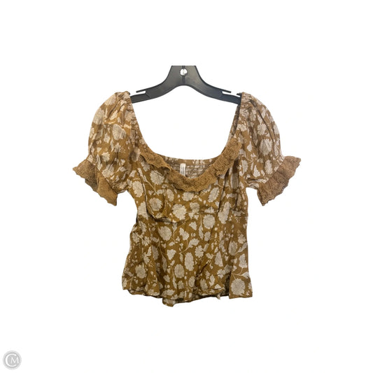 Top Short Sleeve By American Eagle In Brown & White, Size: Xs