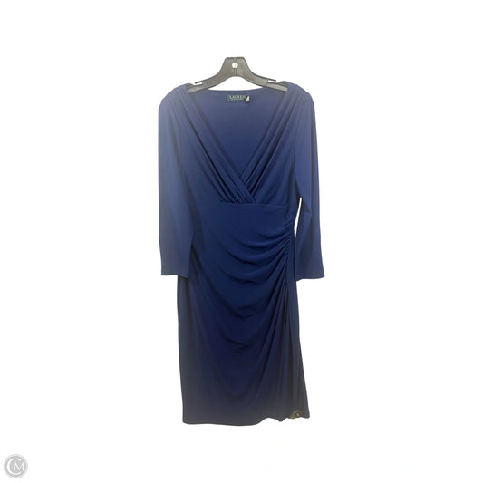 Dress Casual Midi By Lauren By Ralph Lauren In Blue, Size: M