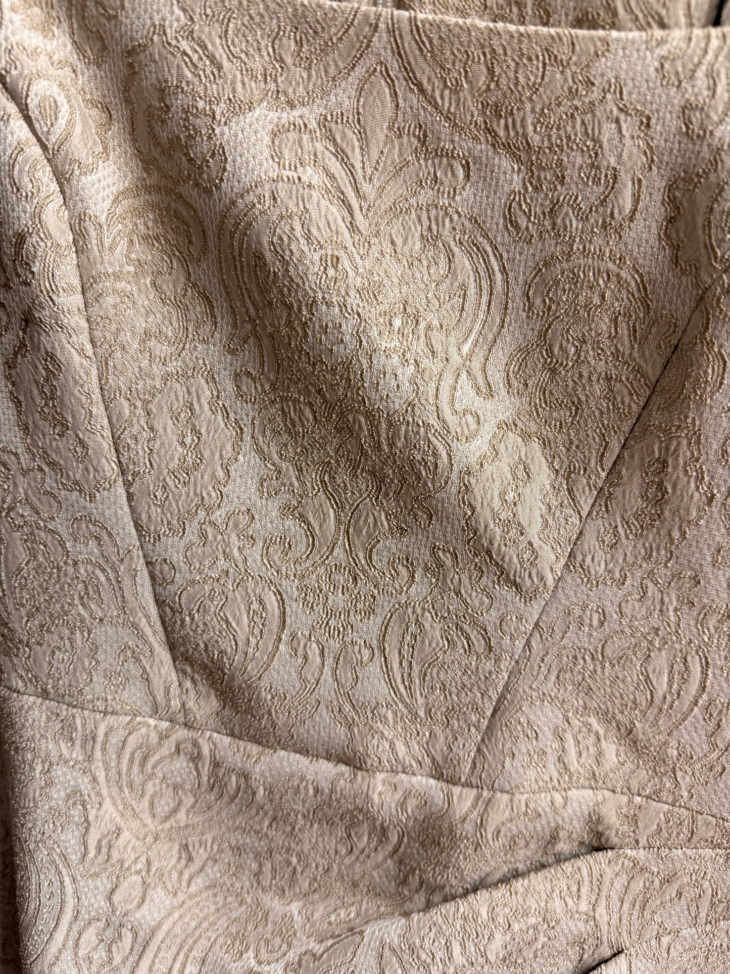 Dress Designer By Karen Millen In Tan & White, Size: M